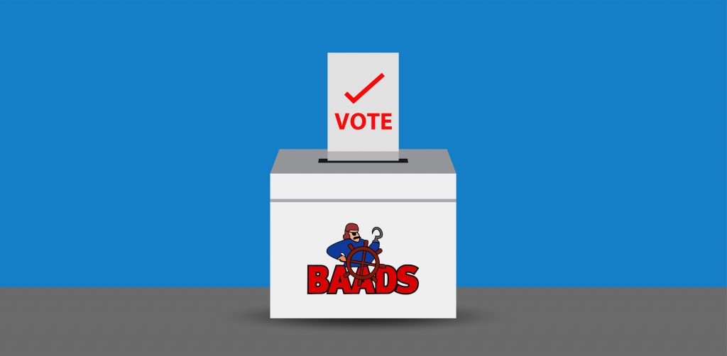 voting paper in a ballot box with BAADS logo on it